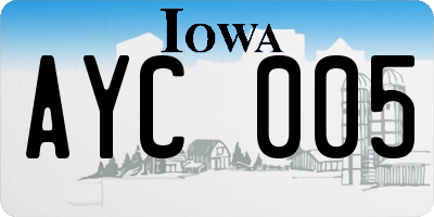 IA license plate AYC005
