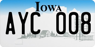 IA license plate AYC008