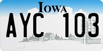 IA license plate AYC103