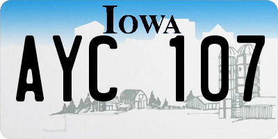 IA license plate AYC107