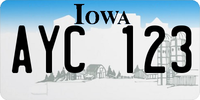 IA license plate AYC123