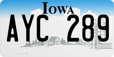IA license plate AYC289