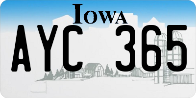 IA license plate AYC365