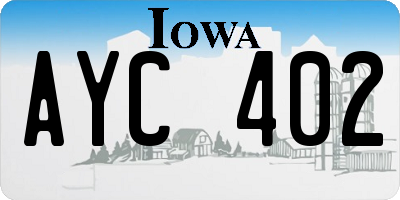IA license plate AYC402