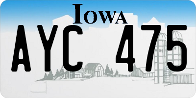 IA license plate AYC475