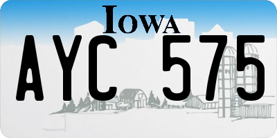 IA license plate AYC575