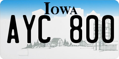IA license plate AYC800