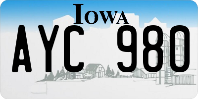 IA license plate AYC980