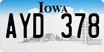 IA license plate AYD378