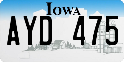 IA license plate AYD475