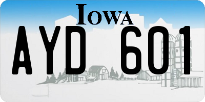 IA license plate AYD601