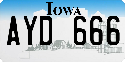 IA license plate AYD666