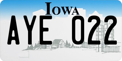 IA license plate AYE022