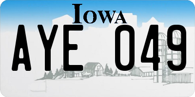 IA license plate AYE049