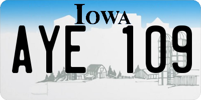 IA license plate AYE109
