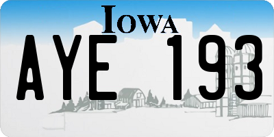 IA license plate AYE193