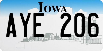 IA license plate AYE206