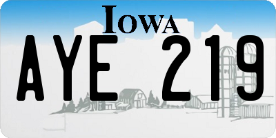 IA license plate AYE219