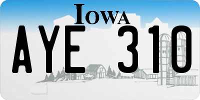 IA license plate AYE310