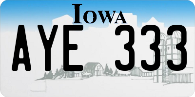 IA license plate AYE333