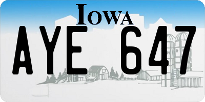 IA license plate AYE647