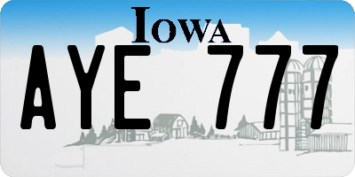 IA license plate AYE777