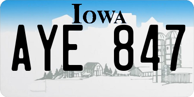 IA license plate AYE847