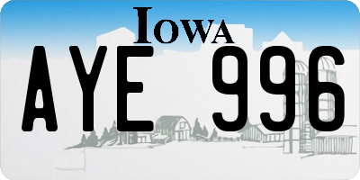 IA license plate AYE996