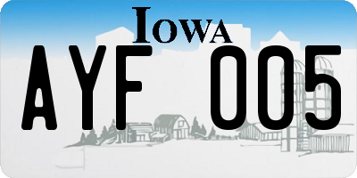 IA license plate AYF005