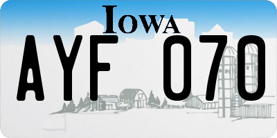 IA license plate AYF070