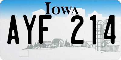 IA license plate AYF214