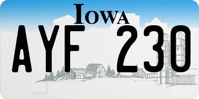 IA license plate AYF230