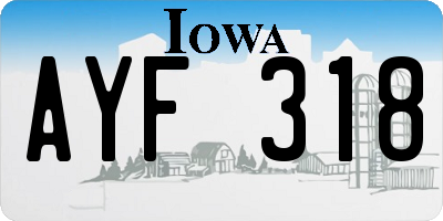 IA license plate AYF318