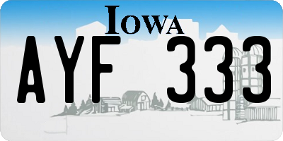 IA license plate AYF333