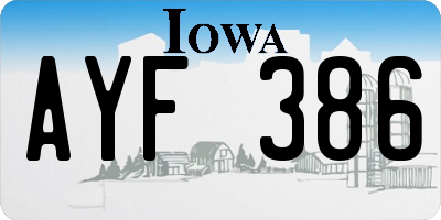 IA license plate AYF386