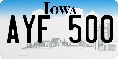 IA license plate AYF500