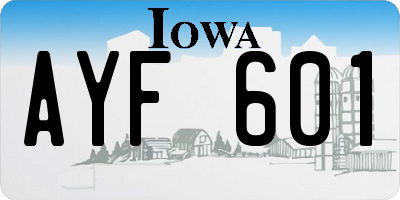IA license plate AYF601