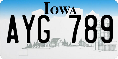 IA license plate AYG789