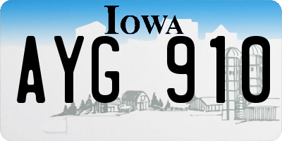 IA license plate AYG910