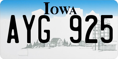 IA license plate AYG925