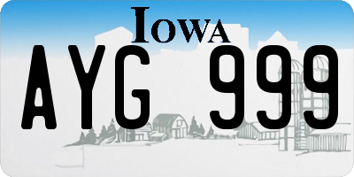 IA license plate AYG999