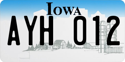IA license plate AYH012