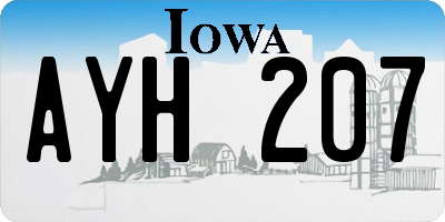 IA license plate AYH207