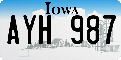 IA license plate AYH987