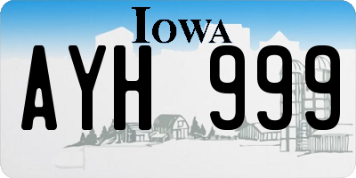 IA license plate AYH999