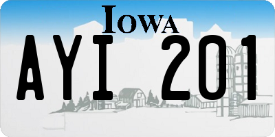IA license plate AYI201