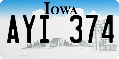 IA license plate AYI374
