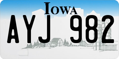 IA license plate AYJ982