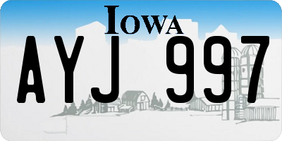IA license plate AYJ997