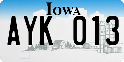 IA license plate AYK013